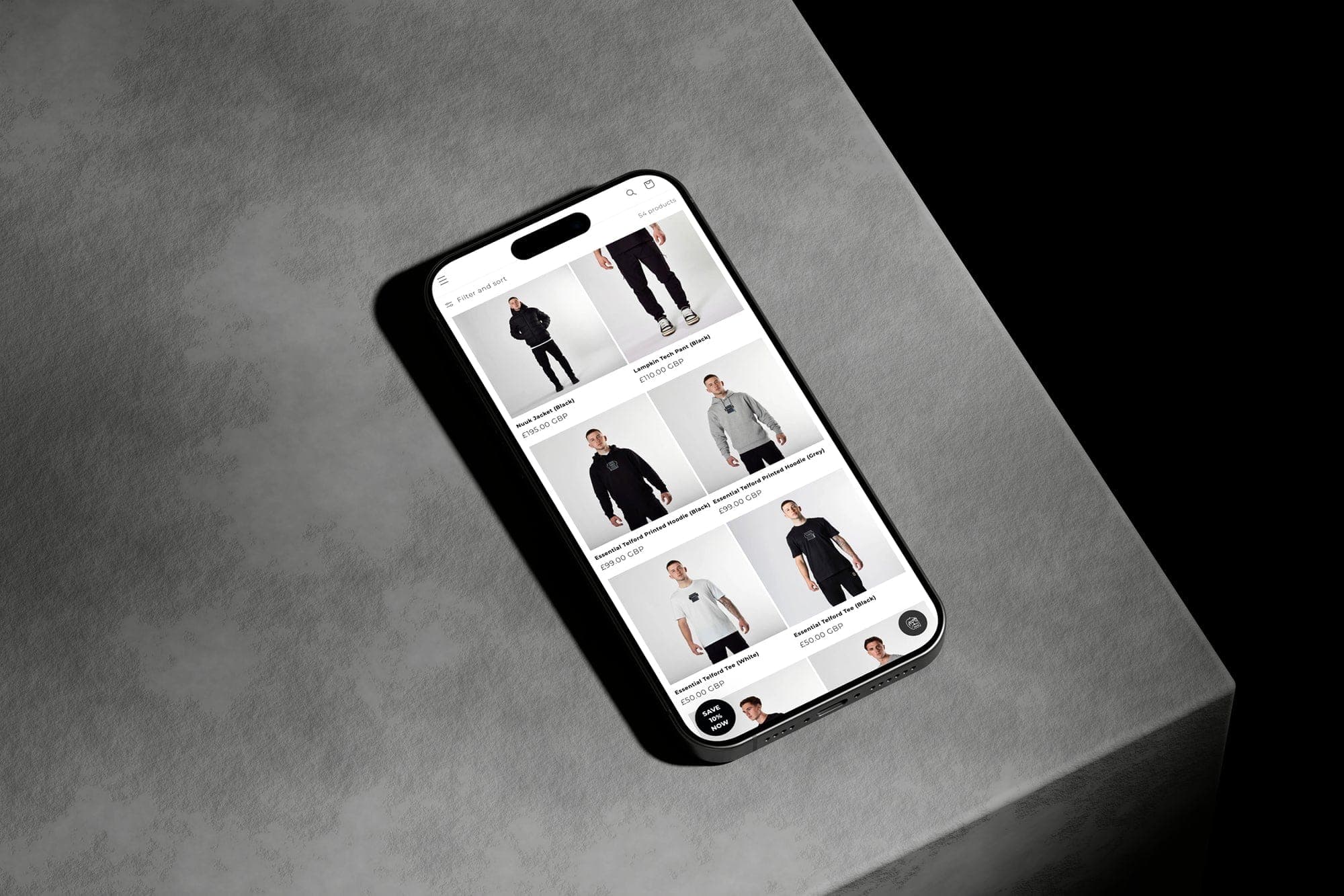 Forty Clothing mobile shopping experience